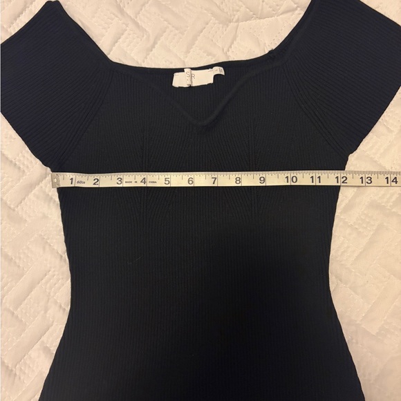 ASTR Black Knit Short Sleeve Top NWOT - Picture 2 of 5